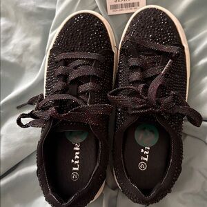 Link Black Rhinestone Sparkle Platform Sneakers, never worn!